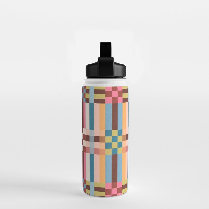 Woven Checks and Stripes Multicolored Water Bottle Gallery Image 2