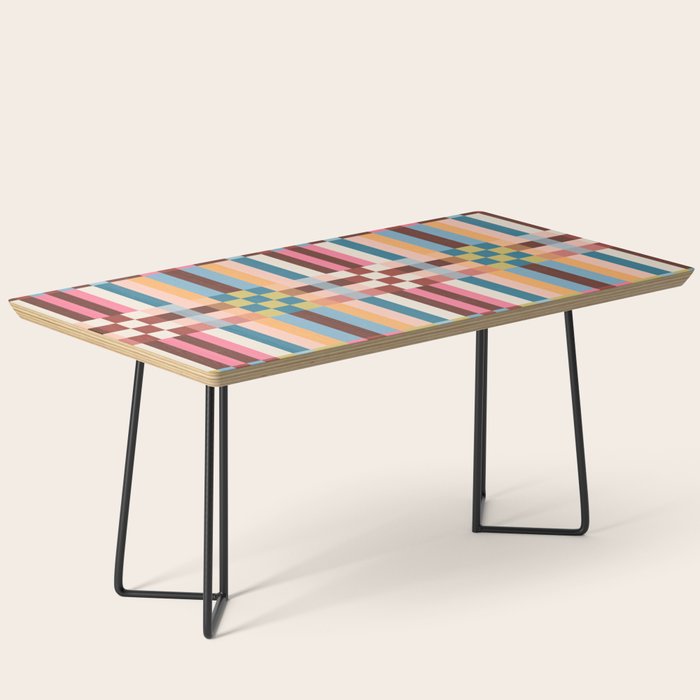 Woven Checks and Stripes Multicolored Coffee Table Gallery Image 1