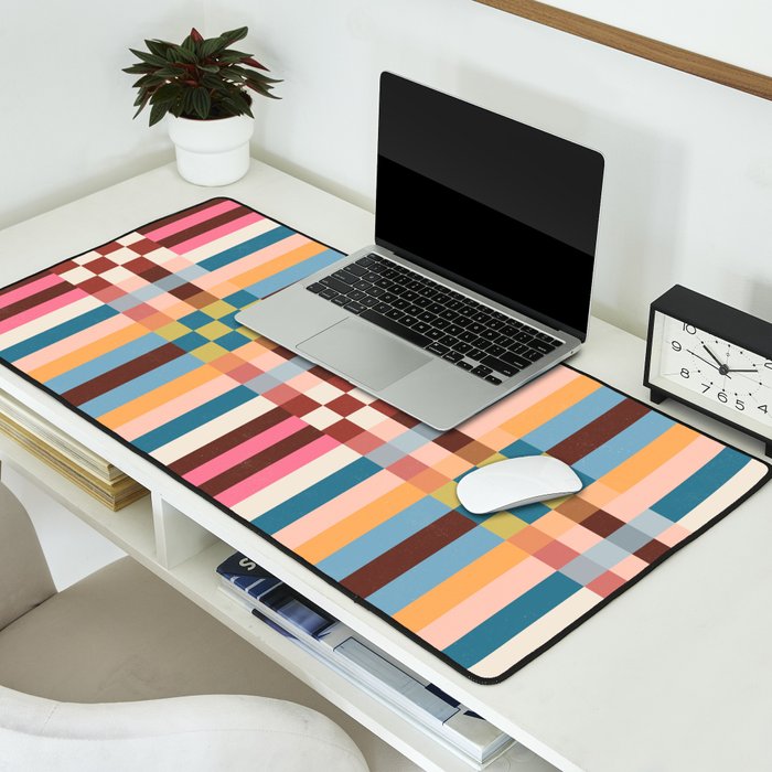 Woven Checks and Stripes Multicolored Desk Mat Gallery Image 2