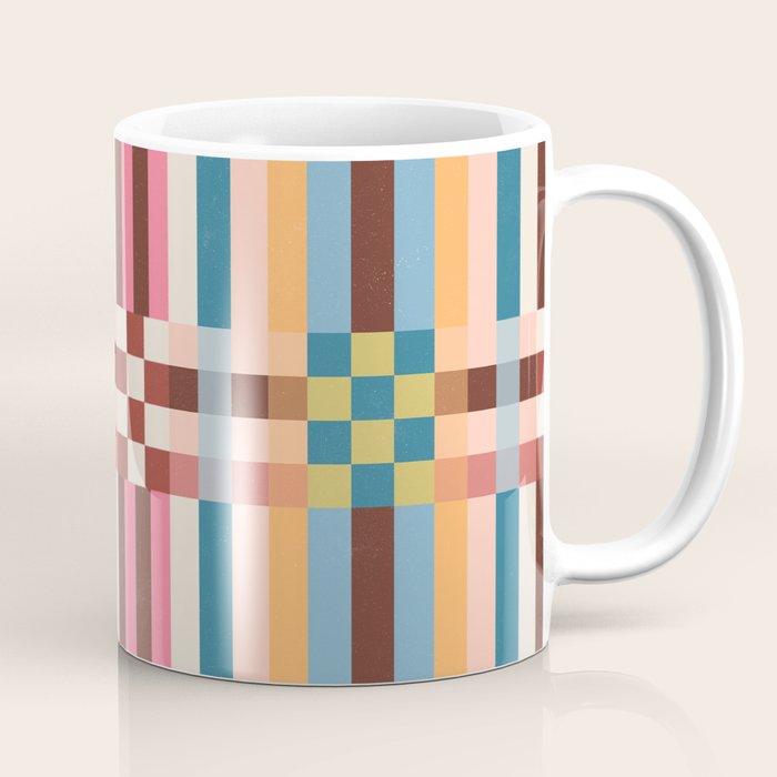 Woven Checks and Stripes Multicolored Coffee Mug Gallery Image 1