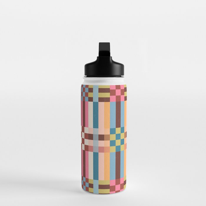 Woven Checks and Stripes Multicolored Water Bottle Gallery Image 3