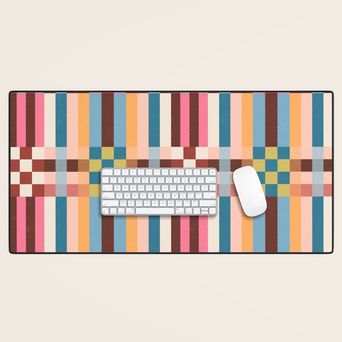 Woven Checks and Stripes Multicolored Desk Mat Gallery Image 1