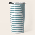 Teal White Lines Minimalist Artwork 01 Travel Mug Gallery Image 3