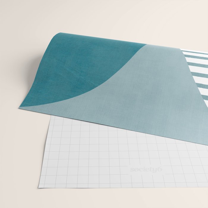 Teal White Lines Minimalist Artwork 01 Wrapping Paper Gallery Image 2