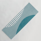 Teal White Lines Minimalist Artwork 01 Yoga Mat Gallery Image 1