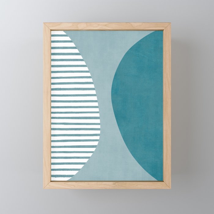 Teal White Lines Minimalist Artwork 01 Mini Art Print Gallery Image 1