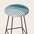 Teal White Lines Minimalist Artwork 01 Stool Gallery Image 2