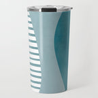 Teal White Lines Minimalist Artwork 01 Travel Mug Gallery Image 1
