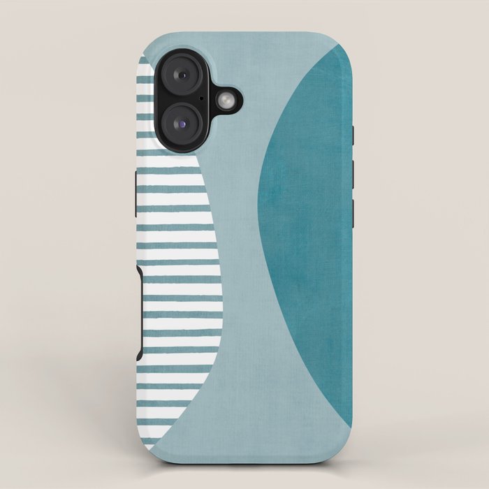 Teal White Lines Minimalist Artwork 01 iPhone Case Gallery Image 1
