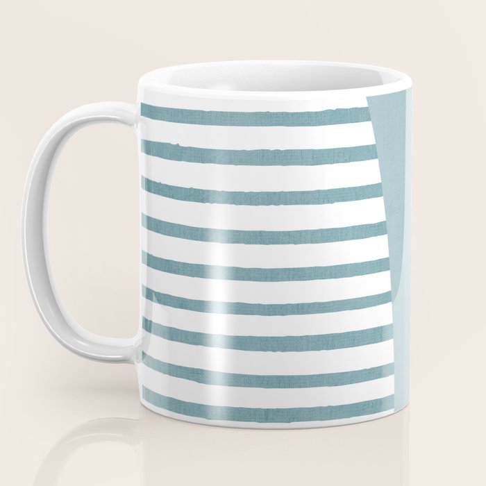 Teal White Lines Minimalist Artwork 01 Coffee Mug Gallery Image 3