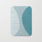Teal White Lines Minimalist Artwork 01 Bath Mat Gallery Image 1