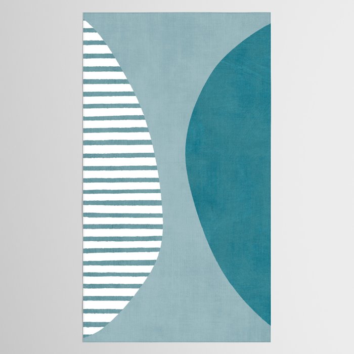 Teal White Lines Minimalist Artwork 01 Tablecloth Gallery Image 2