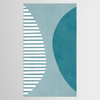 Teal White Lines Minimalist Artwork 01 Tablecloth Gallery Image 2