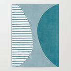 Teal White Lines Minimalist Artwork 01 Poster Gallery Image 4