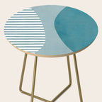 Teal White Lines Minimalist Artwork 01 Side Table Gallery Image 2
