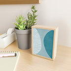 Teal White Lines Minimalist Artwork 01 Mini Art Print Gallery Image 2