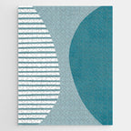 Teal White Lines Minimalist Artwork 01 Jigsaw Puzzle Gallery Image 1
