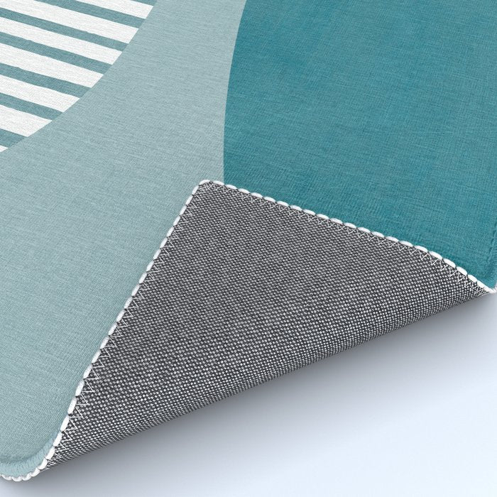 Teal White Lines Minimalist Artwork 01 Rug Gallery Image 4