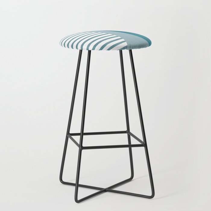 Teal White Lines Minimalist Artwork 01 Stool Gallery Image 1