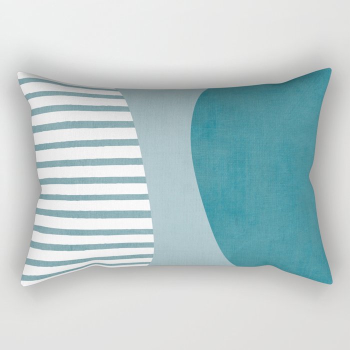 Teal White Lines Minimalist Artwork 01 Rectangular Pillow Gallery Image 1