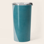 Teal White Lines Minimalist Artwork 01 Travel Mug Gallery Image 2