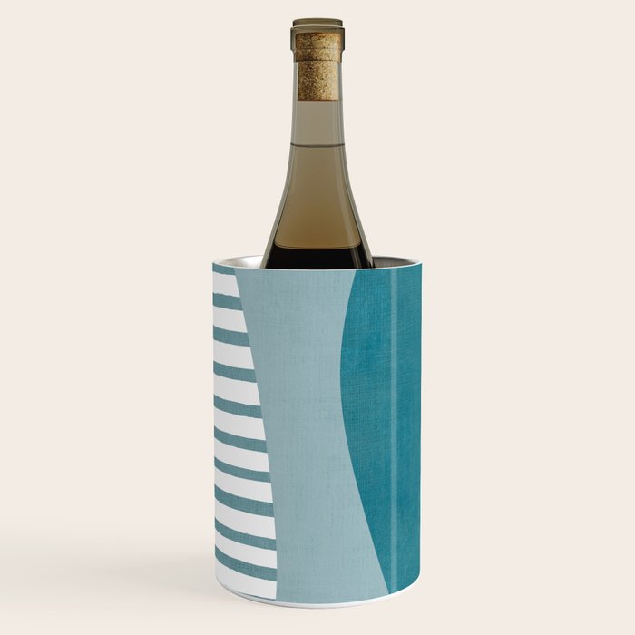 Teal White Lines Minimalist Artwork 01 Wine Chiller Gallery Image 1
