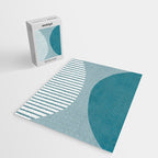 Teal White Lines Minimalist Artwork 01 Jigsaw Puzzle Gallery Image 2