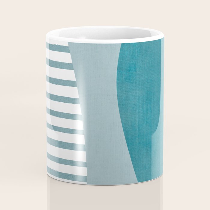 Teal White Lines Minimalist Artwork 01 Coffee Mug Gallery Image 4