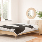 Black & White Minimalist Abstract Mid century Ink Art Dark Brush Strokes Duvet Cover Gallery Image 2