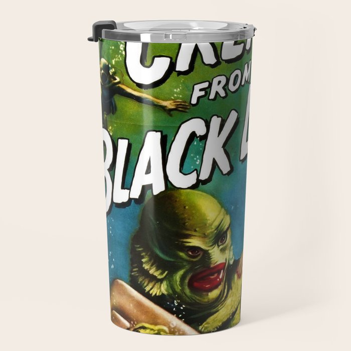 Vintage Creature from the Black Lagoon horror movie lobby theatrical poster card No. 2 green Travel Mug Gallery Image 3