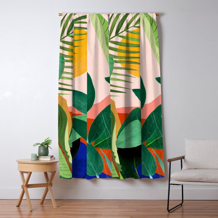 Abstract Art Tropical Leaves 126 Window Curtain Gallery Image 5