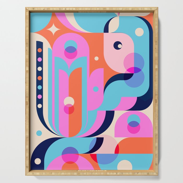 Blue Pink Girl Serving Tray Gallery Image 1