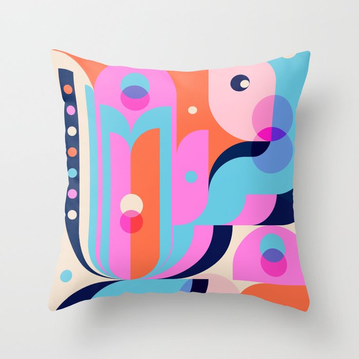 Blue Pink Girl Throw Pillow Gallery Image 6