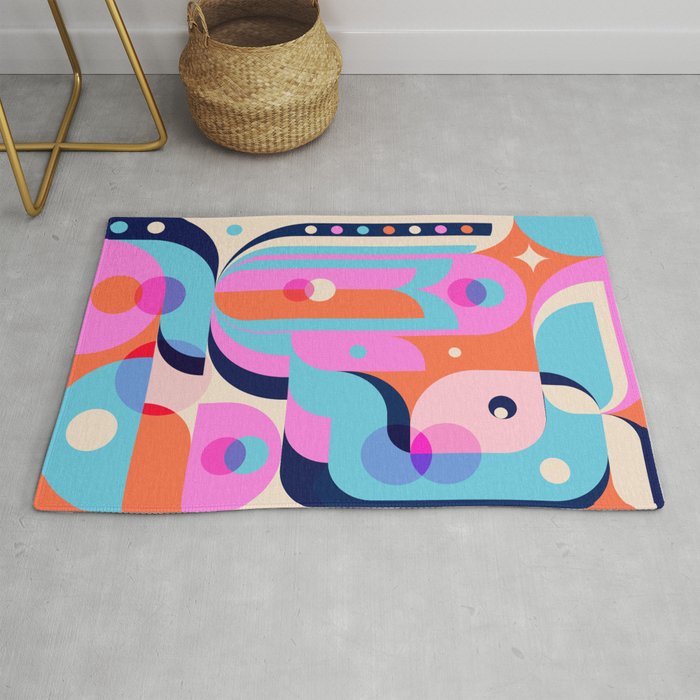 Blue Pink Girl Rug Gallery Image 1