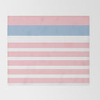 Pastel Pink Mixed Stripe Pattern with Light Blue and White Throw Blanket Gallery Image 2