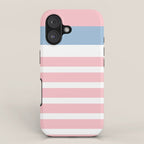 Pastel Pink Mixed Stripe Pattern with Light Blue and White iPhone Case Gallery Image 1