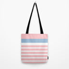 Pastel Pink Mixed Stripe Pattern with Light Blue and White Tote Bag Gallery Image 2
