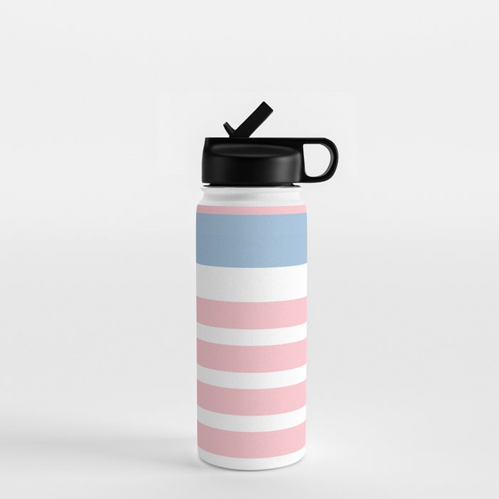 Pastel Pink Mixed Stripe Pattern with Light Blue and White Water Bottle Gallery Image 1