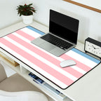 Pastel Pink Mixed Stripe Pattern with Light Blue and White Desk Mat Gallery Image 2