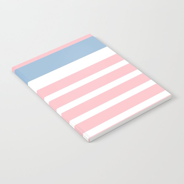 Pastel Pink Mixed Stripe Pattern with Light Blue and White Notebook