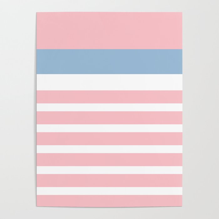 Pastel Pink Mixed Stripe Pattern with Light Blue and White Poster Gallery Image 4
