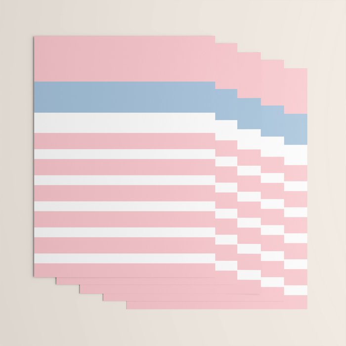 Pastel Pink Mixed Stripe Pattern with Light Blue and White Wrapping Paper Gallery Image 3