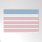 Pastel Pink Mixed Stripe Pattern with Light Blue and White Welcome Mat Gallery Image 1