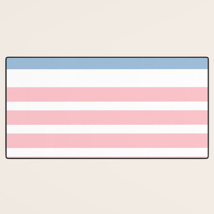 Pastel Pink Mixed Stripe Pattern with Light Blue and White Desk Mat Gallery Image 3