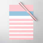 Pastel Pink Mixed Stripe Pattern with Light Blue and White Wrapping Paper Gallery Image 1