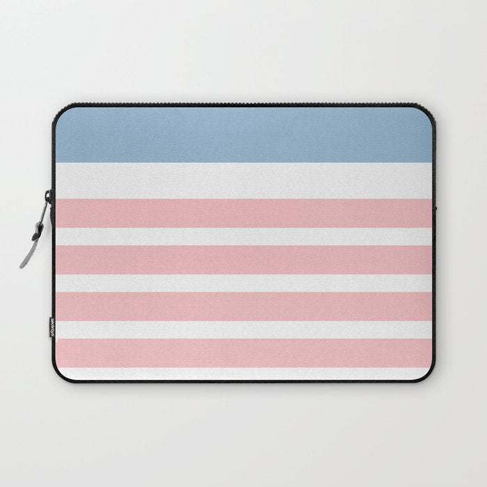 Pastel Pink Mixed Stripe Pattern with Light Blue and White Laptop Sleeve Gallery Image 1
