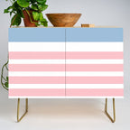 Pastel Pink Mixed Stripe Pattern with Light Blue and White Credenza Gallery Image 1