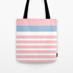 Pastel Pink Mixed Stripe Pattern with Light Blue and White Tote Bag Gallery Image 1