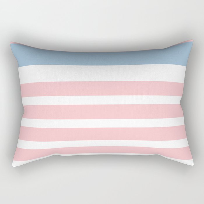 Pastel Pink Mixed Stripe Pattern with Light Blue and White Rectangular Pillow Gallery Image 1