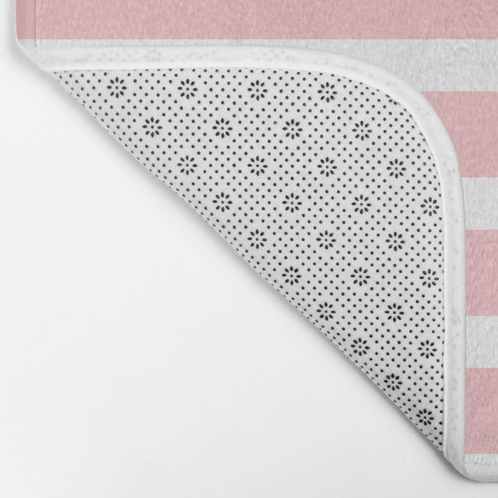 Pastel Pink Mixed Stripe Pattern with Light Blue and White Bath Mat Gallery Image 2